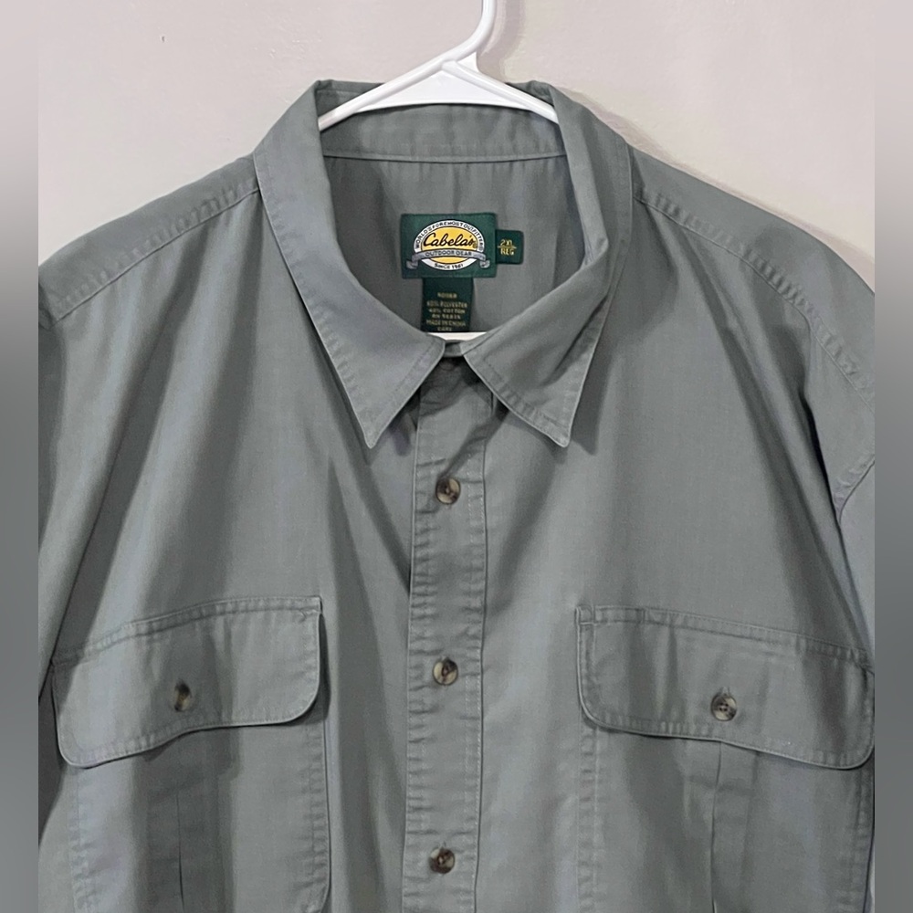 Cabelas Shirt Mens XXL Green Short Sleeve Outdoors Activewear Fishing Top